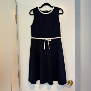Tommy Hilfiger Navy & White Contrast Fit & Flare Bow Dress | 10